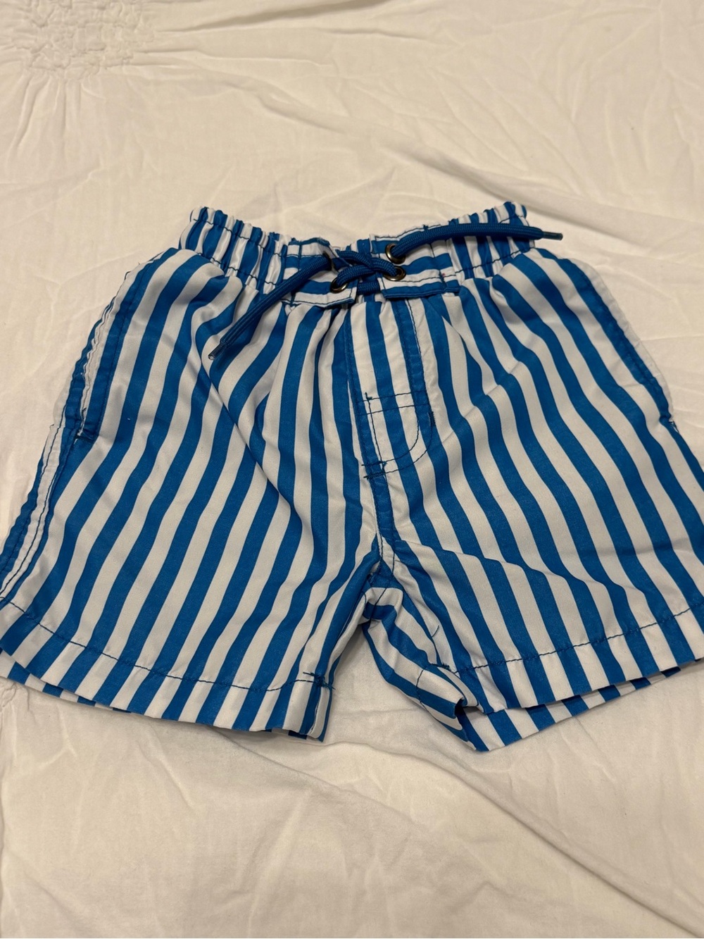 Blue and White Striped Swim Shorts 3T
